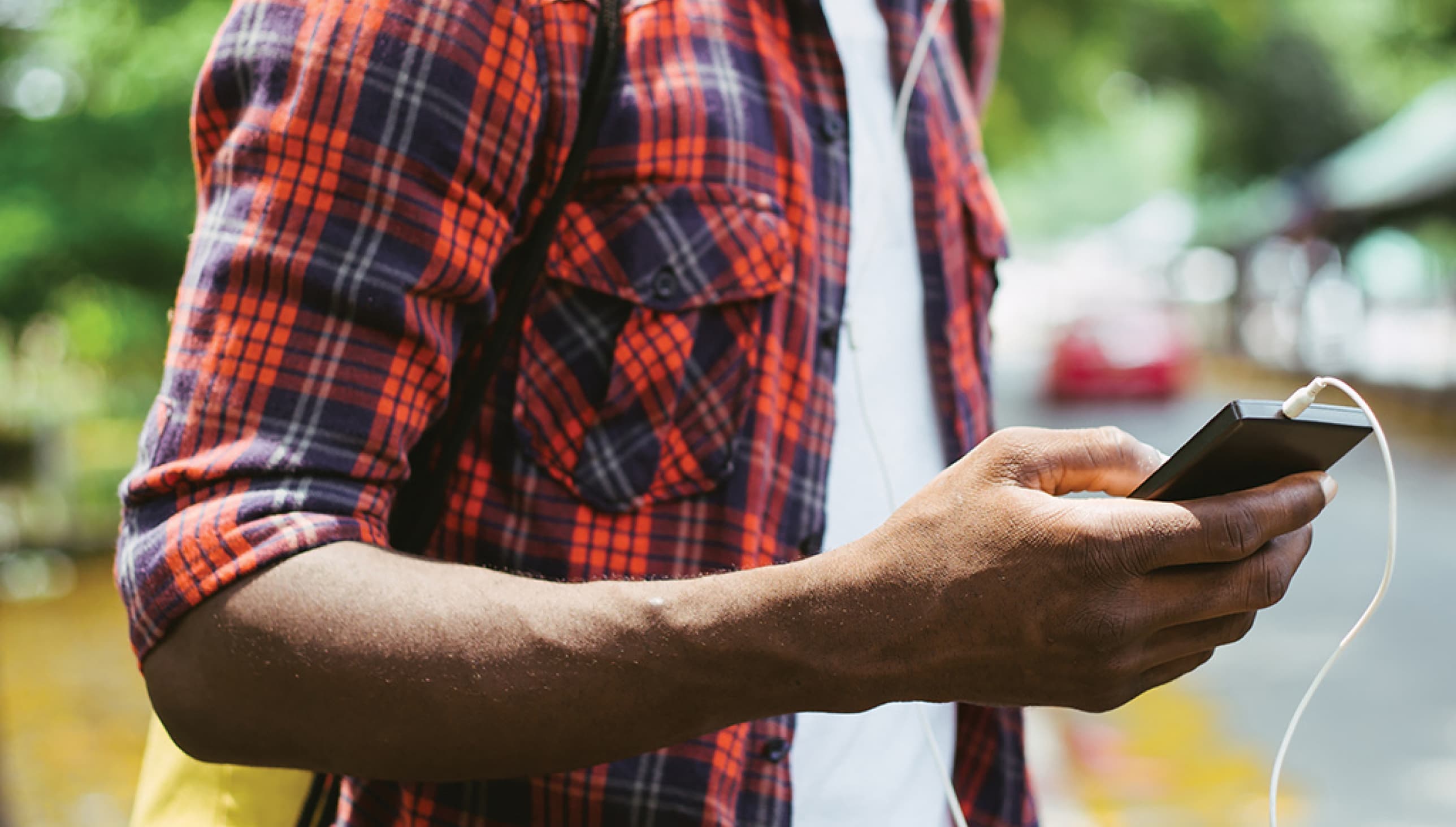 Man listening to his mobile device