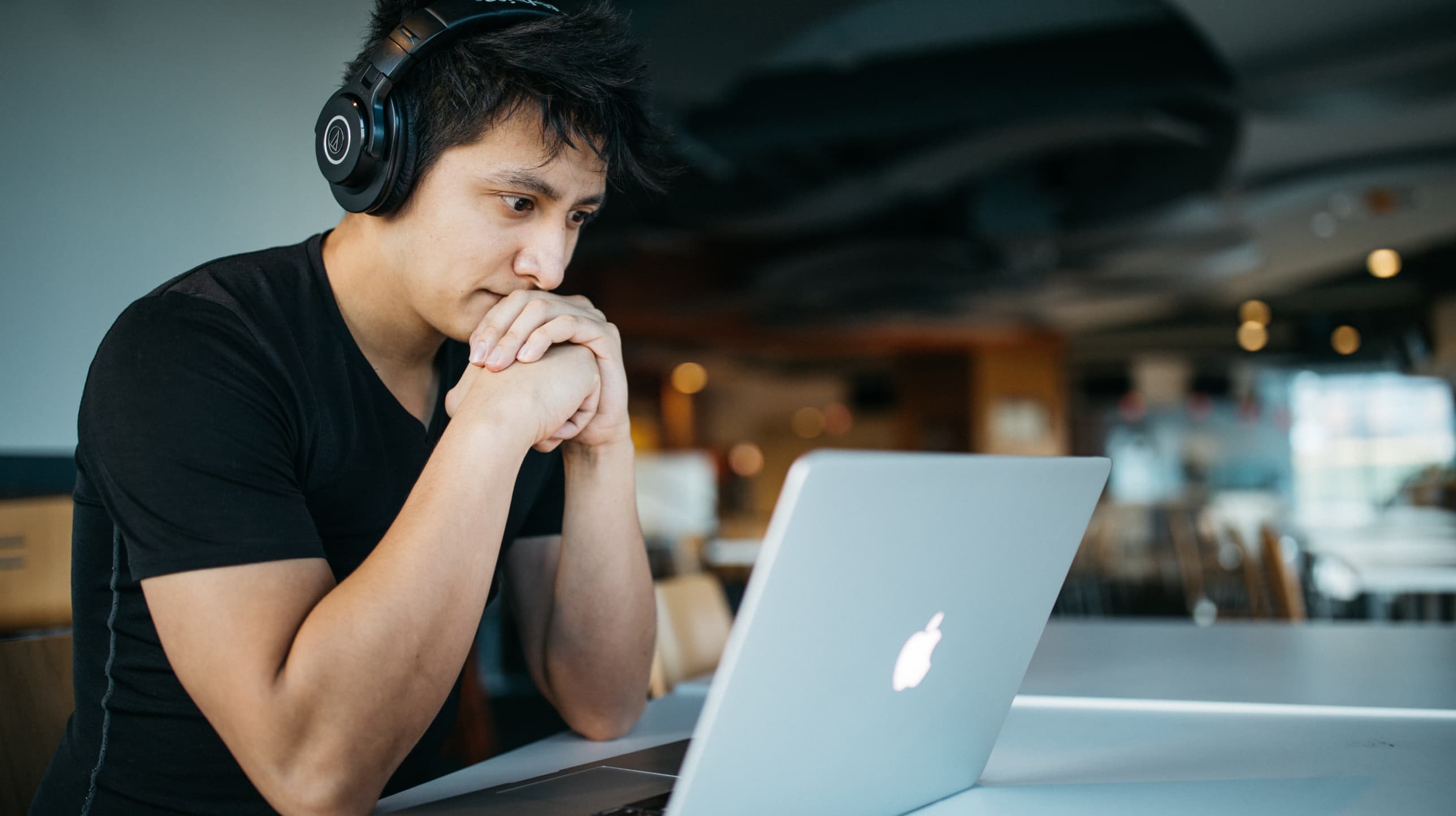 Man watching video on computer