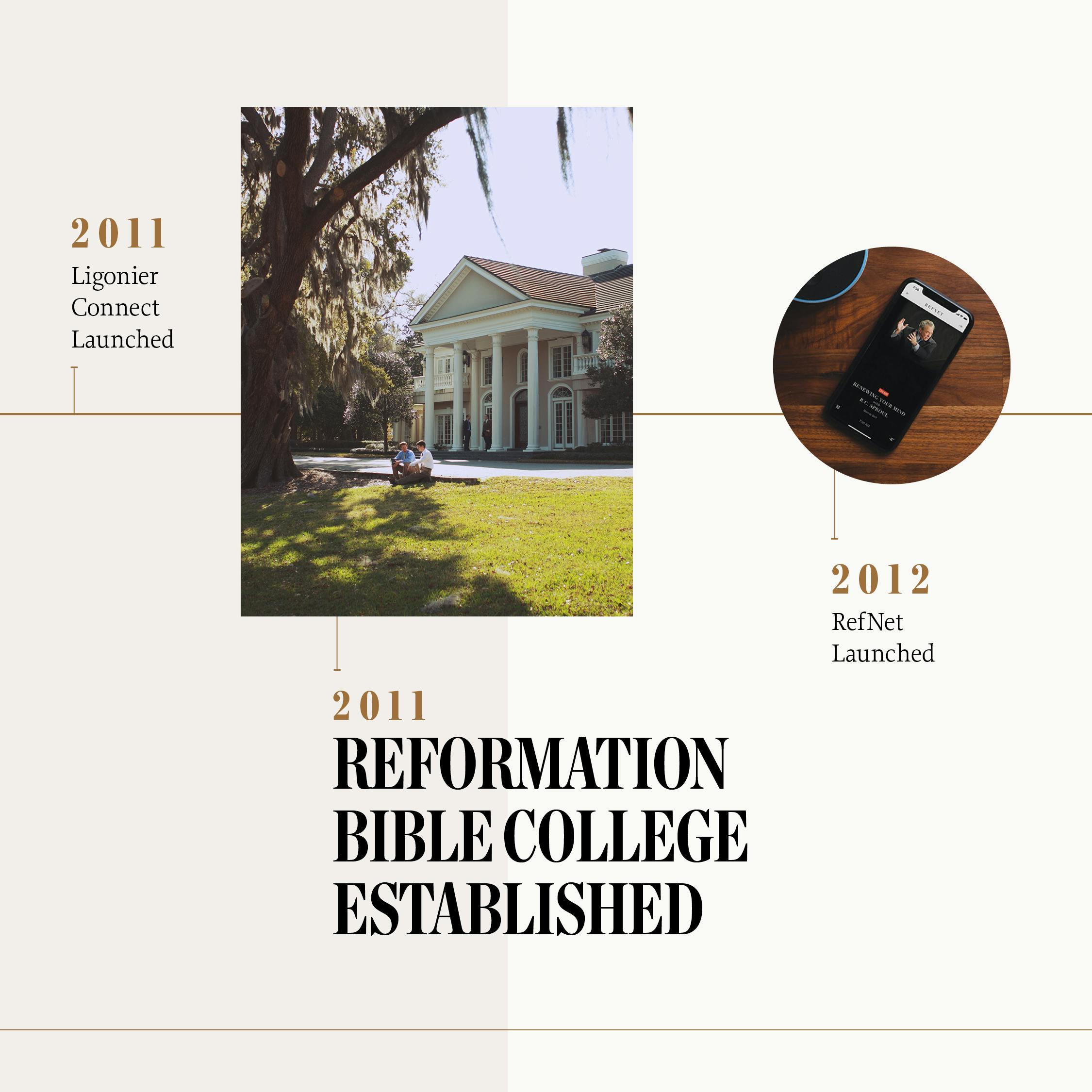 2011 :: Ligonier Connect launched :: 2011 :: Reformation Bible College established :: 2012 :: RefNet launched