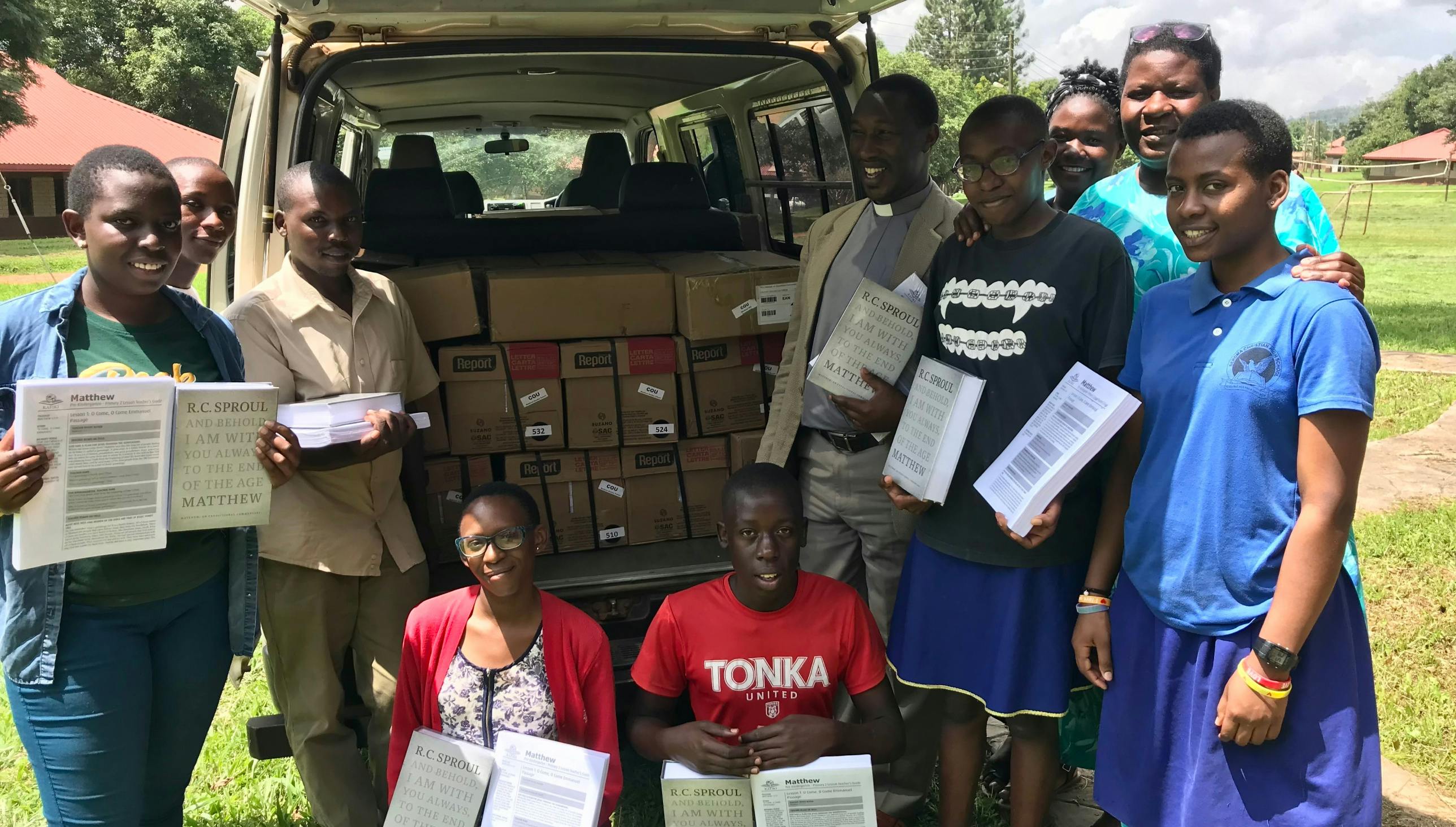 Individuals in Africa receive a shipment of R.C. Sproul's commentary on Matthew